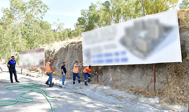 Çiğli'de kent estetiği ve güvenlik için izinsiz tabelalara müdahale