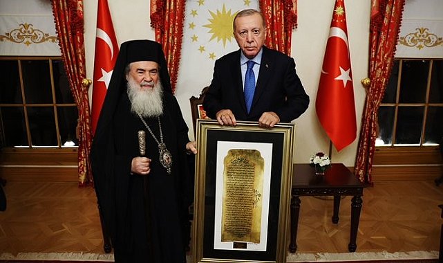 Cumhurbaşkanı Erdoğan, Kudüs Rum Ortodoks Kilisesi Patriği 3'üncü Teofilos'u kabul etti