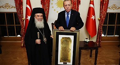 Cumhurbaşkanı Erdoğan, Kudüs Rum Ortodoks Kilisesi Patriği 3'üncü Teofilos'u kabul etti