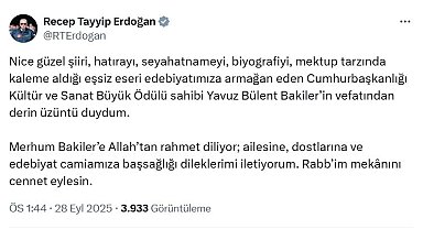 Cumhurbaşkanı Erdoğan'dan Bakiler için başsağlığı mesajı