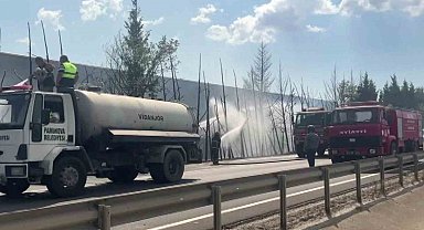 D-650'de korkutan yangın: Ağaçlar alev topuna döndü, trafik durduruldu
