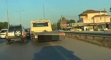 Düğün konvoyunda tehlike saçan çekici sürücüsüne 19 bin 527 TL para cezası