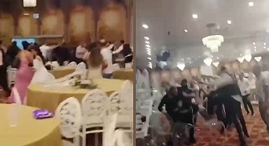 Düğünde uçan tekmeli kavga kamerada