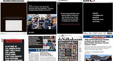 Dünya genelinde 250'den fazla medya kuruluşundan İsrail'e tepki: Gazetelerin ilk sayfaları karartıldı