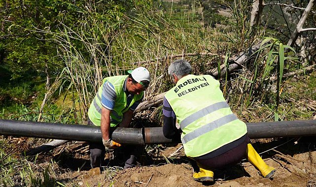 Erdemli Belediyesinden üreticilere 32 bin metre sulama borusu desteği