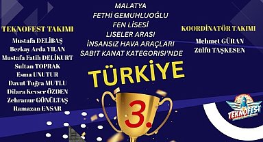 Fethi Gemuhluoğlu Fen Lisesi TEKNOFEST'te Türkiye üçüncüsü oldu
