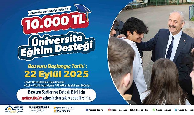 Gebze'de üniversite eğitim desteği 10 bin TL'ye çıkarıldı