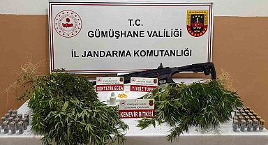 Gümüşhane'de kaçak alkol, kenevir ve ruhsatsız silah ele geçirildi