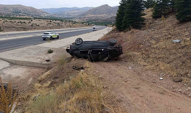 Hekimhan'da otomobil drenaj kanalına düştü: 1 yaralı