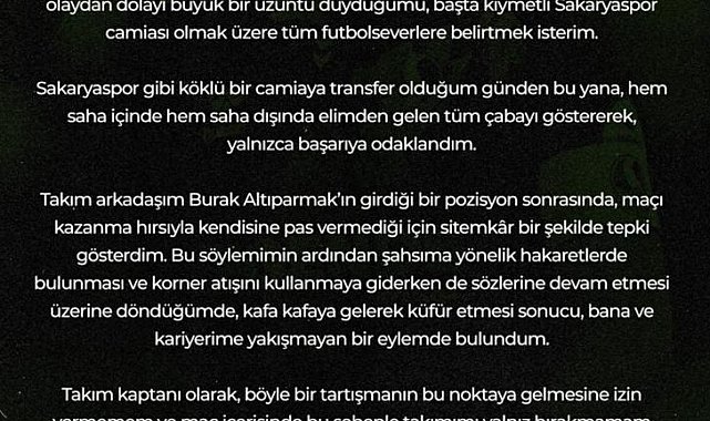Kadro dışı kalan Caner Erkin'den açıklama