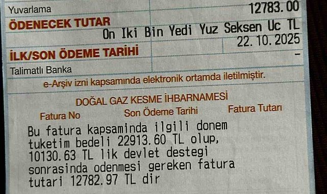 Kapaklı'da iki kişilik aileye 22 bin liralık doğal gaz şoku