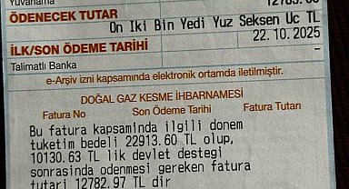 Kapaklı'da iki kişilik aileye 22 bin liralık doğal gaz şoku