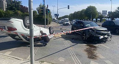 Kartal'da araç takla attı, 4 kişi yaralandı