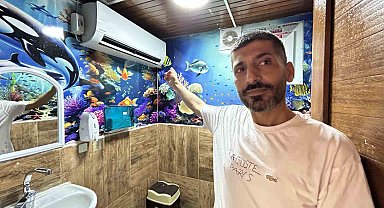 Kavurucu sıcağa karşı işletmesinin 2 buçuk metrekarelik tuvaletine klima taktırdı