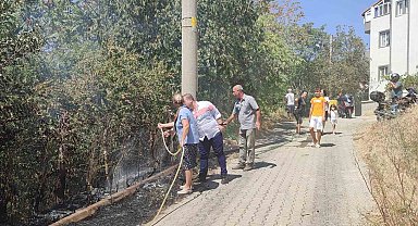 Keşan'da çocukların patlattığı torpilden çıkan yangın mahalleliyi seferber etti