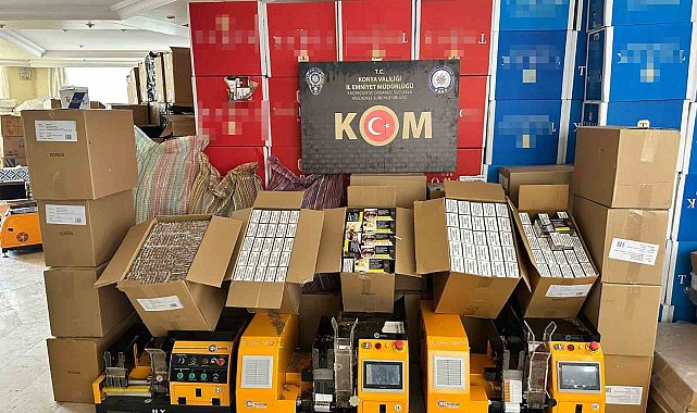 Konya'da kaçak sigara üretilen eve baskın: 220 bin makaron ele geçirildi