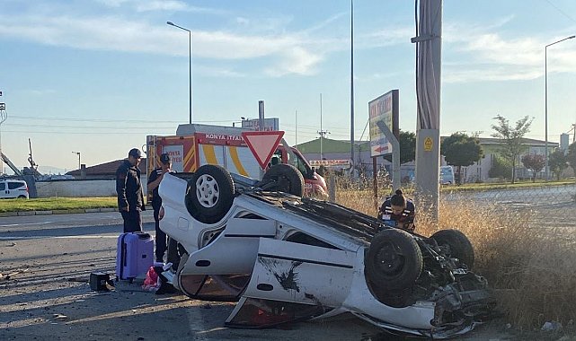 Konya'da otomobil takla attı: 5 yaralı