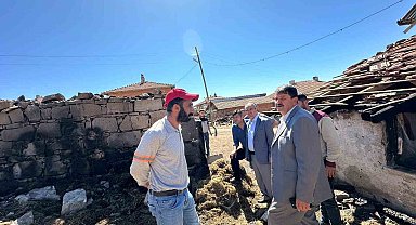 Kütahya İl Genel Meclisinden evi yanan köy muhtarına "Geçmiş olsun" ziyareti