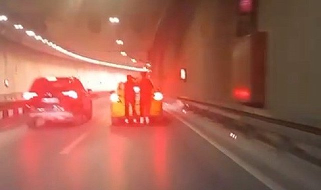 Maltepe'de tünelde tehlikeli yolculuk kamerada