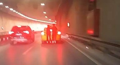 Maltepe'de tünelde tehlikeli yolculuk kamerada