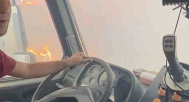 Orman yangınında mahsur kalan orman işçileri o anları görüntüledi