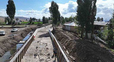 Oruçbeyli köyünde 2. kısım taşkın kontrol inşaatında çalışmalar sürüyor