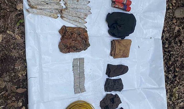 PKK'lı teröristlere ait depoda patlayıcı madde ve fünye ele geçirildi