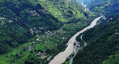 Rize'de selin etkili olduğu Fırtına Vadisi havadan görüntülendi