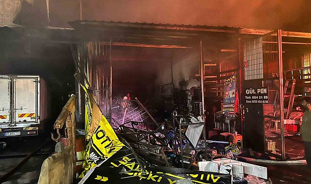 Sanayi sitesindeki yangında 7 iş yeri ve 3 araç yandı