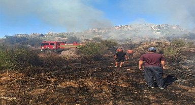Serik'te makilik ve zeytinlik alanda çıkan yangın 1 saatte kontrol altına alındı