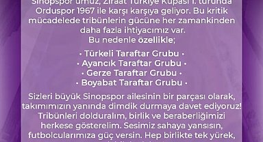 Sinopspor taraftarından destek çağrısı