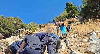 Söke'de uçurumdan düşen kişi AFAD ekiplerince kurtarıldı