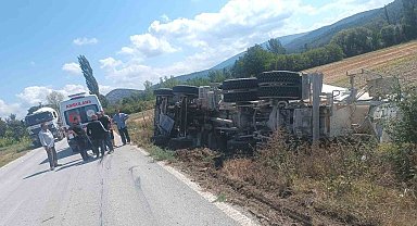 Tavşanlı'da beton mikseri devrildi: 1 yaralı