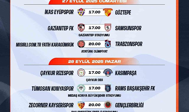 Trendyol Süper Lig'de 7-16. hafta programları açıklandı