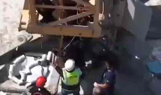 Vinçte bayılan operatörü itfaiye kurtardı