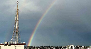 Adana'da yağmur sonrası gökkuşağı oluştu