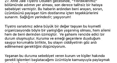 Afife Jale Tiyatro Ödülleri'nde akılalmaz hata: Oyuncu Alper Atak hayatını kaybedenler arasında anıldı
