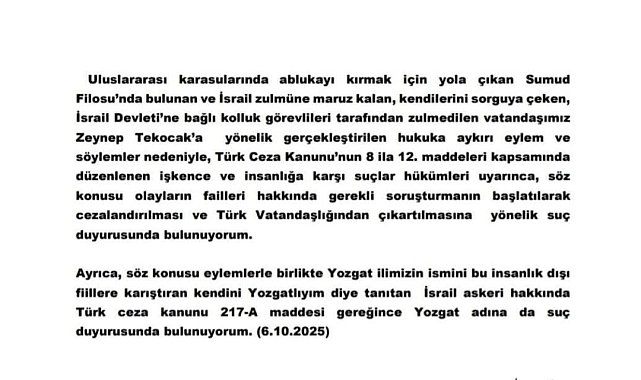 AK Partili Şahan, 'Yozgatlıyım' diyen İsrail askeri hakkında suç duyurusunda bulundu