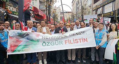 Bağcılar'da "Nehirden Denize Özgür Filistin" yürüyüşü