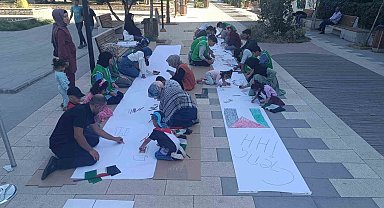 Batman'da İsrail'in Gazze saldırılarına çizimlerle tepki gösterildi