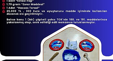 Bingöl'de uyuşturucu operasyonu: 1 şüpheli tutuklandı