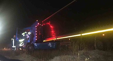 Çeltik tarlasına devrilen tırın sürücüsü öldü