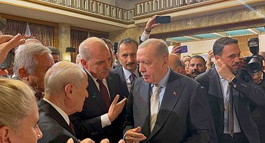 Cumhurbaşkanı Recep Tayyip Erdoğan, TBMM Başkanı Numan Kurtulmuş, MHP Lideri Devlet Bahçeli, BBP Genel Başkanı Mustafa Destici ve HÜDA-PAR Genel Başkanı Zekeriya Yapıcıoğlu ile bir araya geldi.