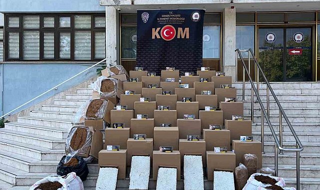 Denizli'de eş zamanlı operasyonlarda binlerce kaçak sigara yakalandı