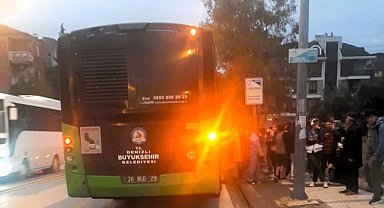 Denizli'de halk otobüsü yolda kaldı