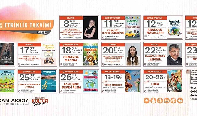 Esenyurt Belediyesi'nden ekim ayına özel dolu dolu kültür ve sanat takvimi