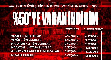 Gaziantep FK - Fenerbahçe maçı biletleri yüzde 50 indirimli satışta