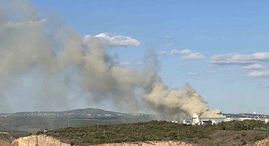 Gebze'de fabrika bahçesinde korkutan yangın