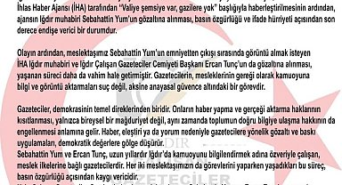 Iğdır Çalışan Gazeteciler Cemiyeti'nden iki gazetecinin gözaltına alınmasına tepki