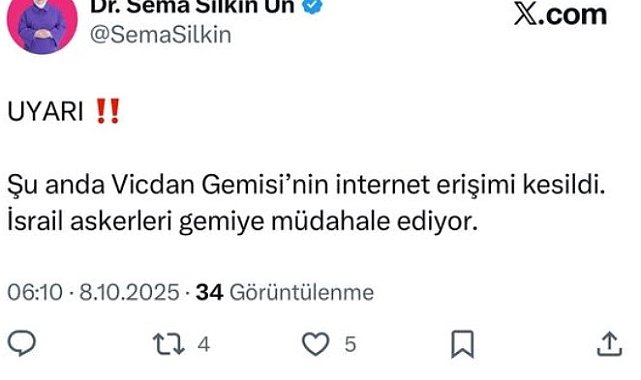 İsrail askerleri Milletvekili Ün'ün de bulunduğu Vicdan gemisine müdahale etti